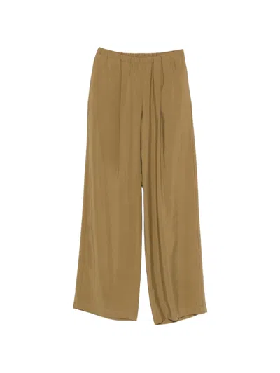 Alysi Tailored Wide Leg Trousers Single Back Pocket In Brown