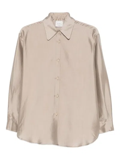 Alysi Point-collar Shirt In Neutral