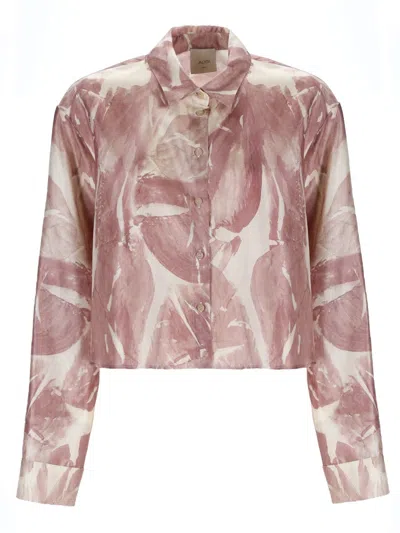 Alysi Point-collar Print Shirt In Pink