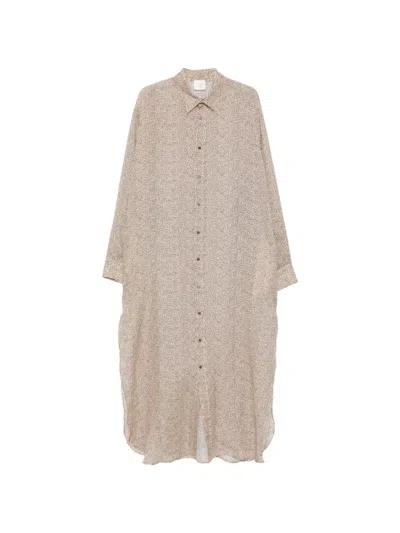 Alysi Polka-dot Shirt Midi Dress In Brown