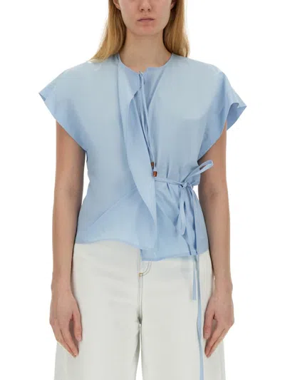 Alysi Poplin Blouse In Baby Blue