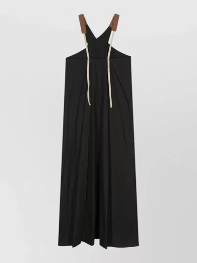 Alysi Poplin Dress Grosgrain Ribbon Crossover Straps In Black