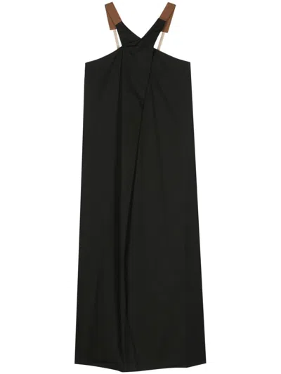 Alysi Poplin Long Dress In Black