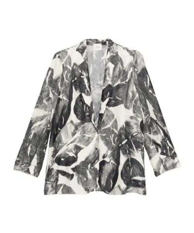 Alysi Printed Collared Jacket In Gray