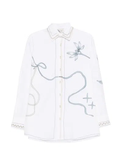 Alysi Printed Cotton Shirt In White