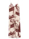 Alysi Maxi Dress With Deep V-neckline And Photographic Print In Brown
