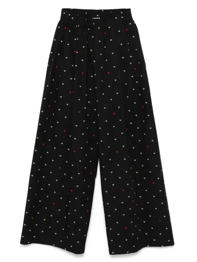 Alysi Printed Poplin Trousers In Black