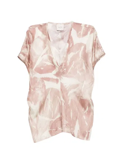Alysi Printed Silk Blouse In Pink