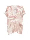 Alysi Printed Silk Blouse In White