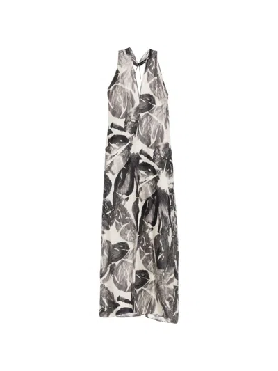 Alysi Printed Silk Dress In Black