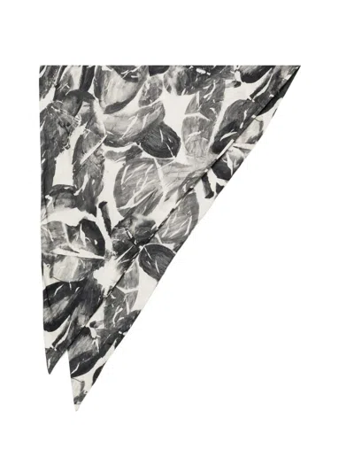 Alysi Printed Silk Foulard In Gray