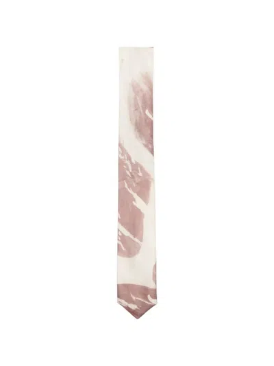 Alysi Printed Silk Tie In Powder