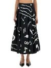 Alysi Abstract-print Maxi Skirt In Black