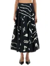 Alysi Abstract-print Maxi Skirt In Black