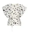 Alysi Light Backdrop Leaf Print Blouse In White