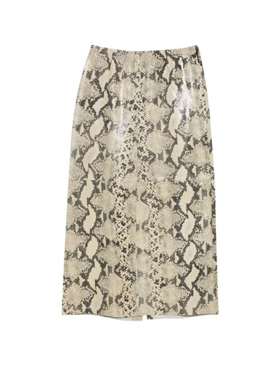 Alysi Python-effect Elasticated Skirt In Animal Print
