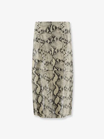 Alysi Python-print Leather Midi Skirt In Animal Print