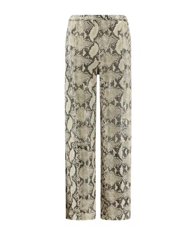 ALYSI PYTHON-PRINT LEATHER TROUSERS