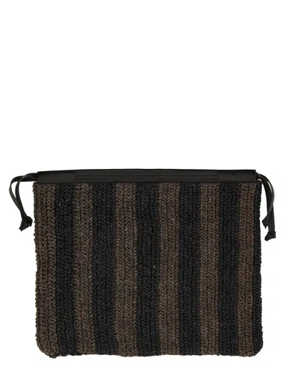 Alysi Raffia Clutch Bag In Brown