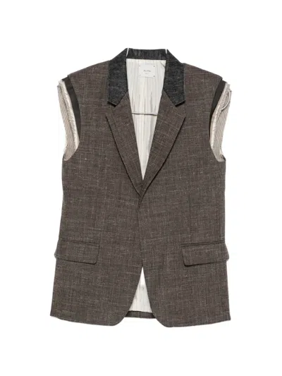 Alysi Raw-edge Notched-lapel Gilet In Brown