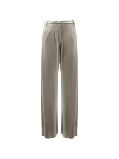 Alysi Rear Welt-pocket Palazzo Pants In Gray