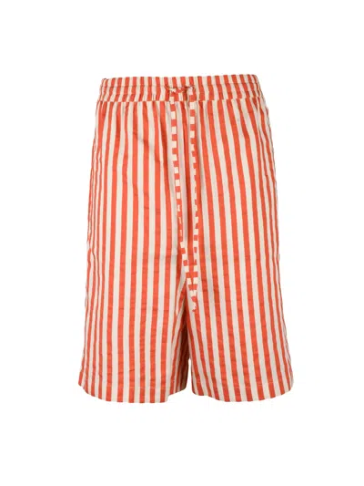 Alysi Red Viscose Cotton Silk Women Bermuda Shorts In Orange