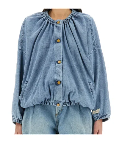 Alysi Relaxed Fit Button-up Jacket In Blue