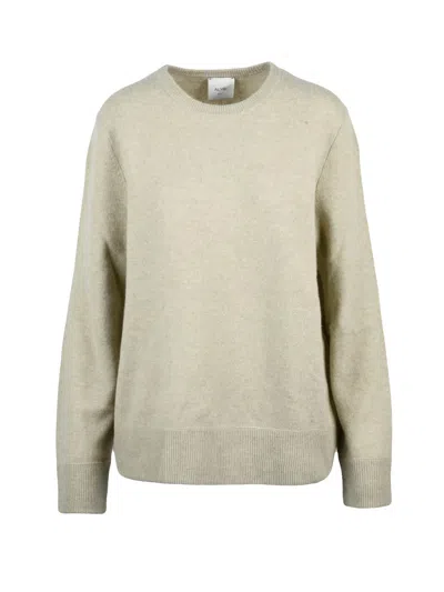 Alysi Relaxed Fit Crew Neck Knit Sweater In Sage Green In Gray