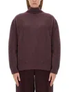 Alysi Relaxed Fit Turtleneck Sweater In Brown