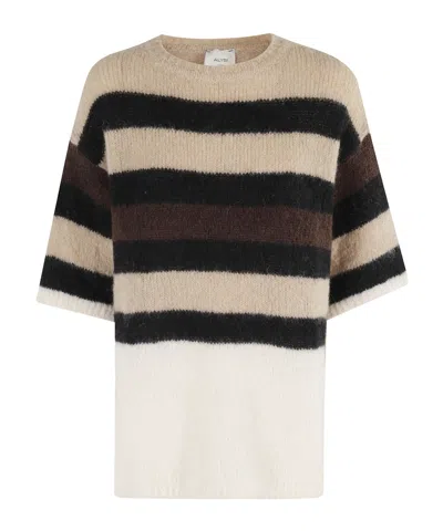 Alysi Ribbed Crew Neck Sweater In Neutral