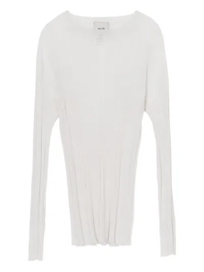 Alysi Ribbed-knit Top In White