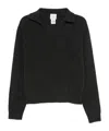 Alysi Ribbed Lapel Sweater In Black