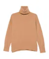 Alysi Camel High Neck Wool Sweater In Brown