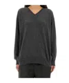 Alysi V-neck Cashmere Sweater With Relaxed Fit In Gray
