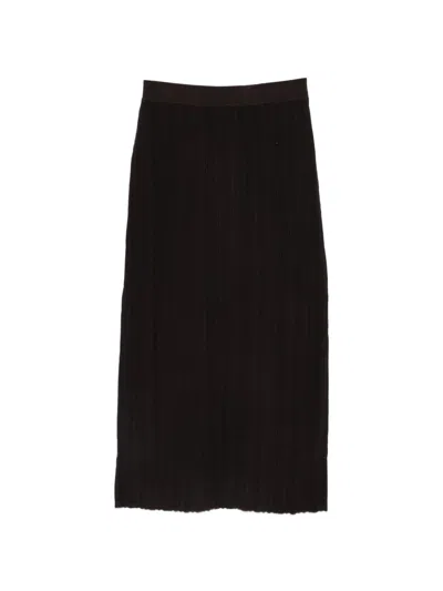 Alysi Ribbed Wool Knit Skirt In Black