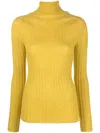 Alysi Roll-neck Ribbed Jumper In Yellow