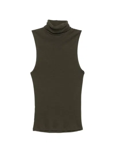 Alysi Roll-neck Sleeveless Top In Green
