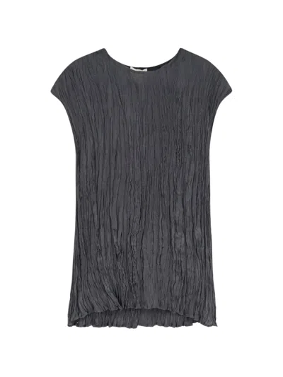 Alysi Textured Sleeveless T-shirt In Black