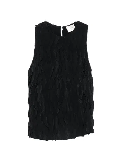Alysi Feather-effect Sleeveless Blouse In Animal Print