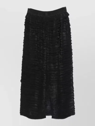 Alysi Ruffled Viscose Maxi Skirt In Black