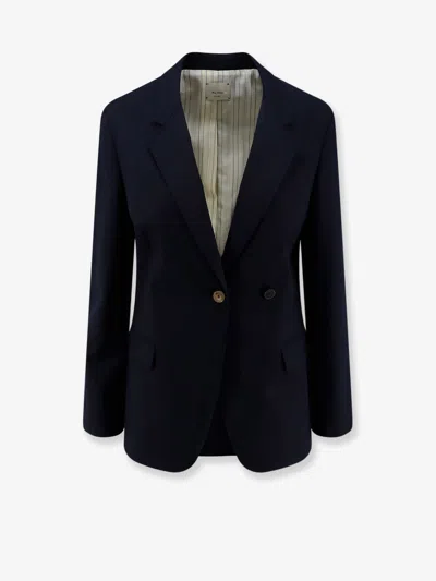 Alysi Sartorial Virgin Wool Blend Blazer In Blue