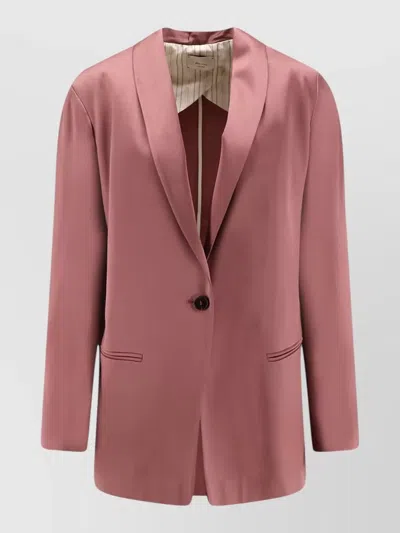 Alysi Satin Blazer Single Breasted Loose Fit In Red