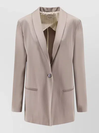 Alysi Satin Blazer Single Breasted Shawl Lapel In Neutral