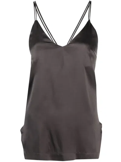 Alysi Silk Top In Brown