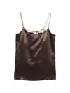 Alysi Brown Solid Scoop Neck Top In Brown