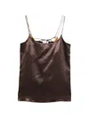 Alysi Brown Solid Scoop Neck Top In Brown