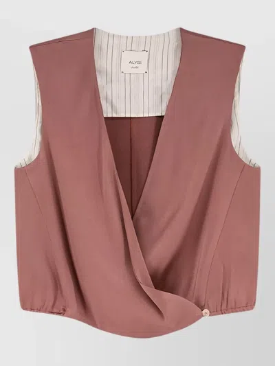 Alysi Satin Top Draped Front Elasticated Hem Neckline In Pink