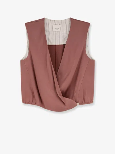 Alysi V-neck Satin Top In Pink