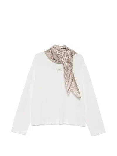 Alysi Scarf-detail Logo-patch T-shirt In White