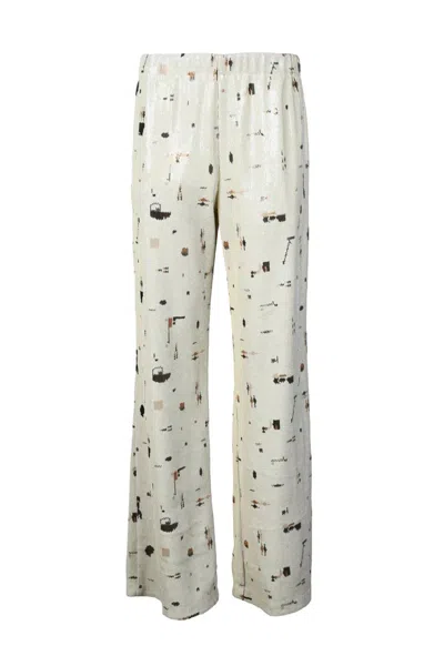 Alysi Sequin High-waisted Trousers - Cream In Multi